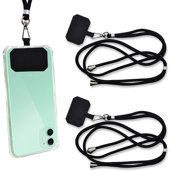 Dragonne Réglable Pour Téléphone Avec Fixation Adhésive - Compatible IPhone Et Autres Smartphones, Rotation 360°, Noir - 3