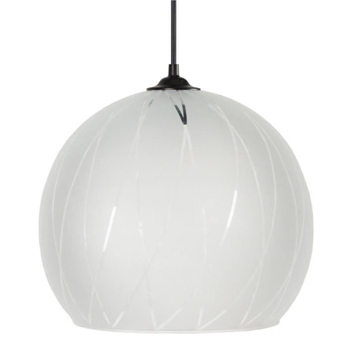 TOSEL Suspension 1 lumière - luminaire intérieur - verre satiné - Style urbain - H85cm L30cm P30cm