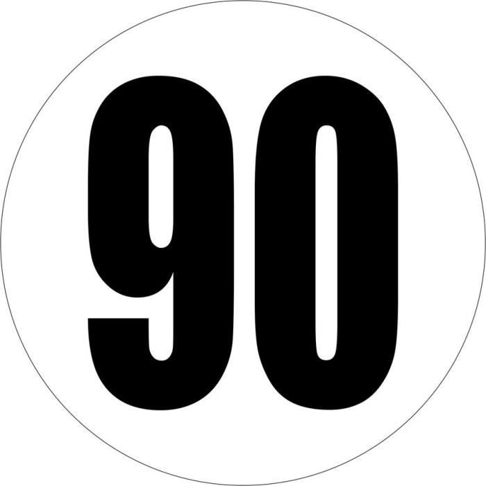 Autocollant sticker limitation vitesse 90 km-H panneau
