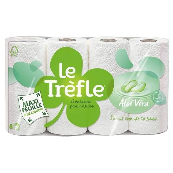 Le Trèfle Papier Toilette Maxi Feuille “Aloé Véra” 8 rouleaux (lot de 3)