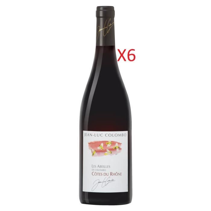 LOT de 6 bouteilles 750 ml Jean-Luc Colombo Côtes du Rhône rouge Les Abeilles 2017
