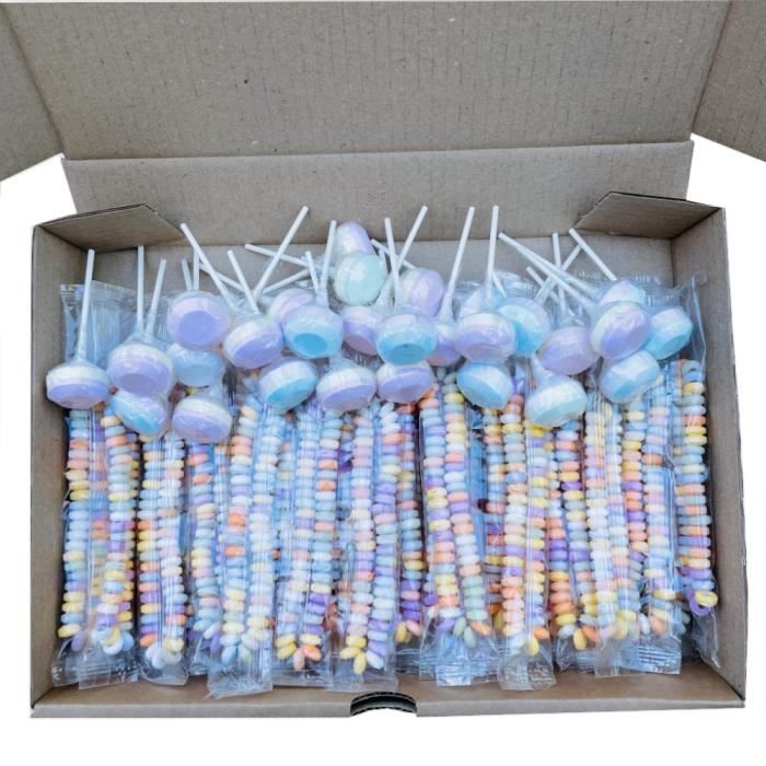 Assortiment de bonbons colliers et sucettes dextrose - 60 pièces - Confiseries rétro