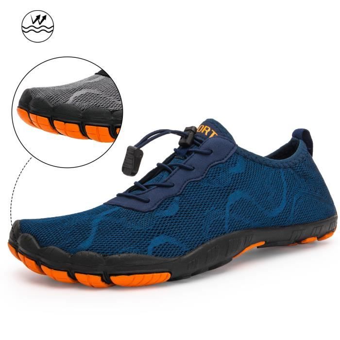 man blue aqua shoes 11,5 -Baskets à eau type pieds nus pour homme et femme,chaussures de natation, respirantes, de sport, pour rando