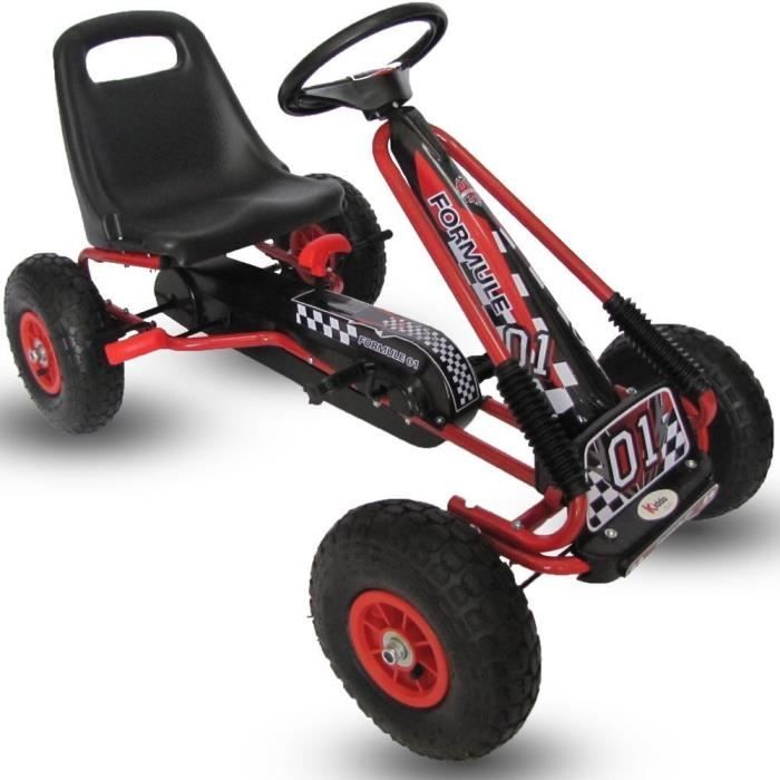 Kiddo Coureur Désign Rouge Des Gamins Enfants Kart à Pédales Voiture Miniature Go-Kart - Convient pour 4 à 8 ans - Nouveau