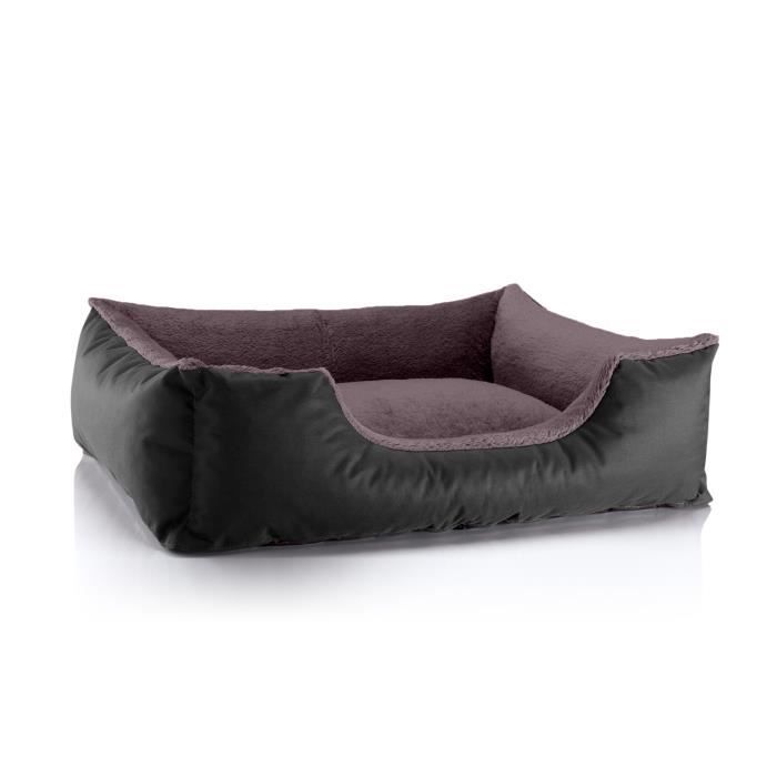 Lit pour chien BedDog TEDDY,canapé,coussin, panier corbeille lavable avec bordure [L env. 80x65cm, BLACK-FIELD (noir/brun)]