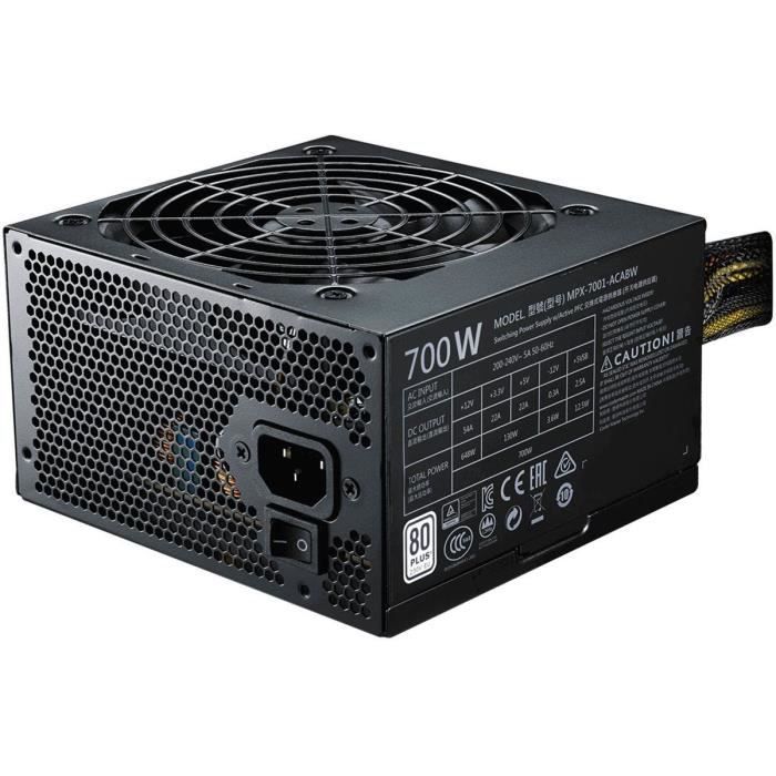 Alimentation PC -COOLER MASTER -MWE White V2 -700W (Certifiée 80 Plus White Garantie 3 ans) -Câbles plats noir (MPE-7001-ACABW-EU)