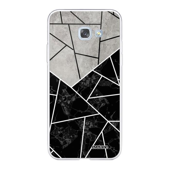 Coque Samsung Galaxy A5 2017 360 intégrale transparente Duo Noir-Gris Marbre Ecriture Tendance Design Evetane