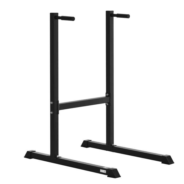 Station à dips musculation fitness poignées ergonomiques et pieds antidérapants acier 104 x 70,5 x 122 cm noir