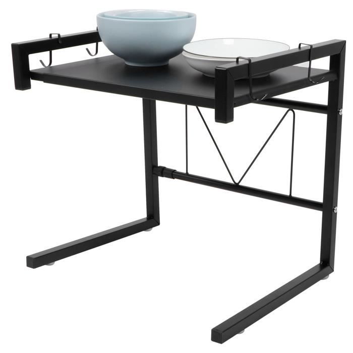 NEUF Support de Four à Micro‑ondes Télescopique Noir Étagère de Rangement de Cuisine Multifonction pour Maison