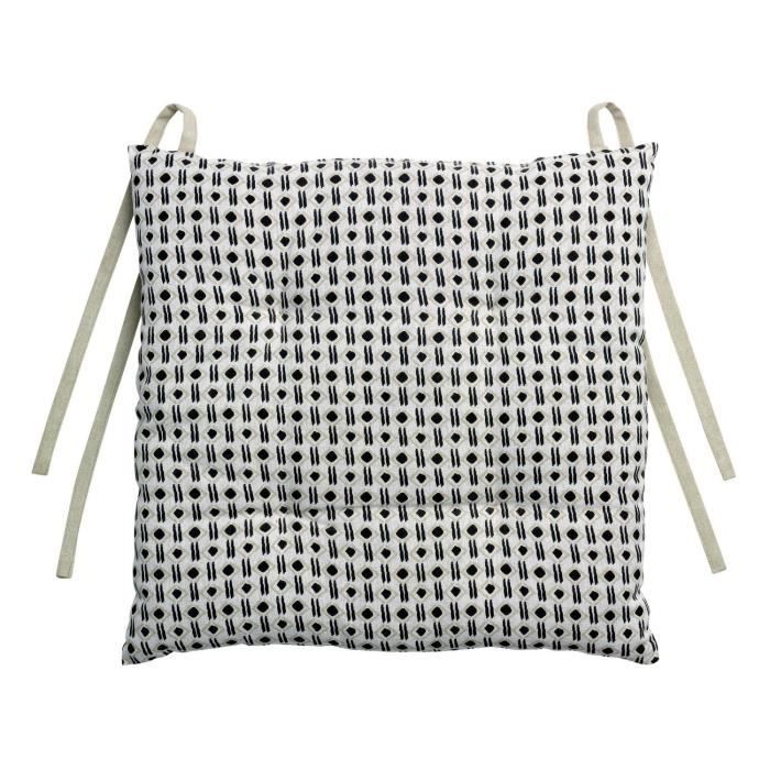 Galette de chaise Kilka noir/beige 38 x 38 x 3 cm Les Ateliers du Linge 38 X 38 X 3 NOIR/BEIGE