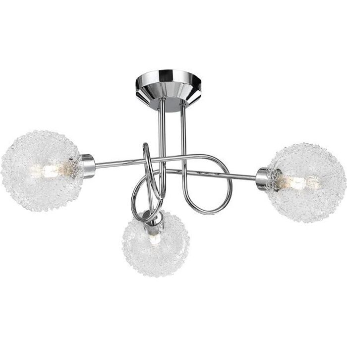 Plafonnier LED 3 spots croisés chrome Lampe intérieure design G9 Éclairage plafond salon IP20