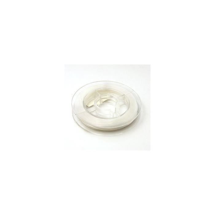 Accessoires création fil nylon élastique 0,8 mm en bobine (11 mètres) Blanc