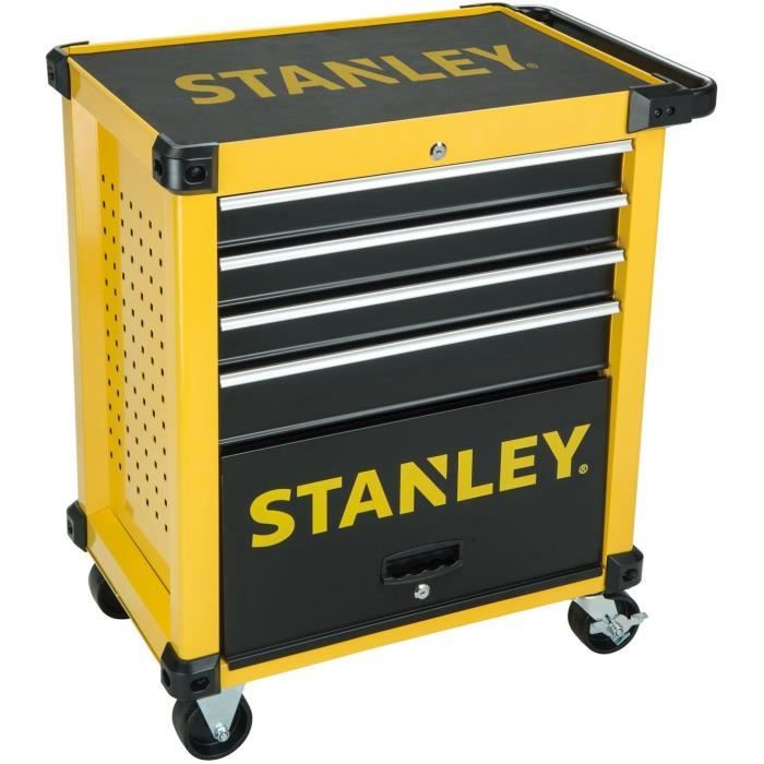 STANLEY - Servante 4 tiroirs + 1 coffre 680mm - STMT1-74305 - 4 tiroirs charge de 20 kg chacun + 1 grand tiroir porte pivotante