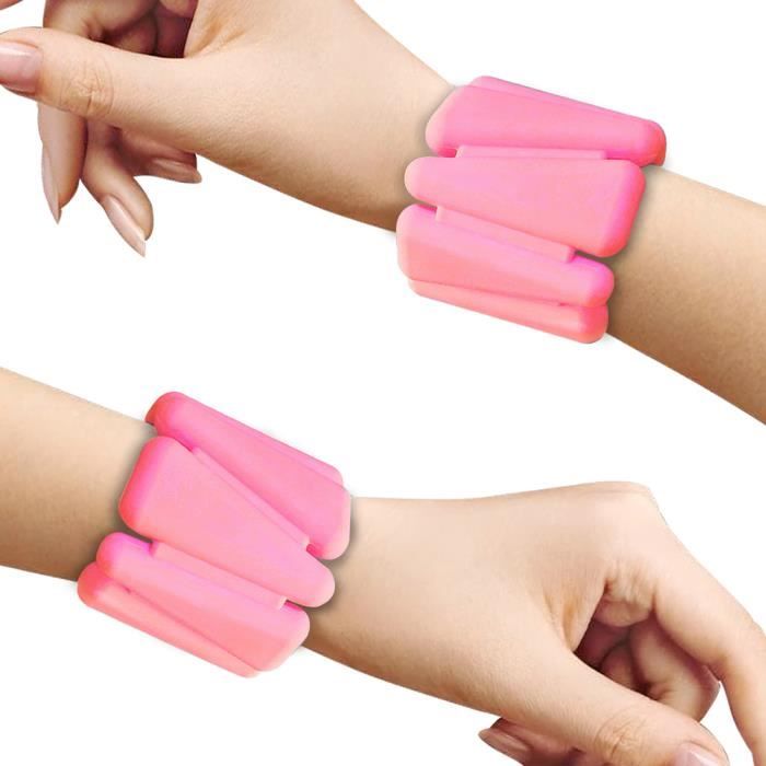 Bracelet poids ajustable de la cheville et du poignet Bracelet de pondération portable -Rose