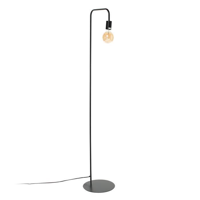 NORWICH Lampadaire en acier - L42 x P30 x H157 cm - Noir - Ampoule LED 4W E27 Noir comprise