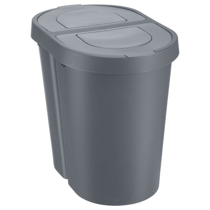 Poubelle Plast Team couvercle rabattable double gris 2 x 25 l Seattle Swing