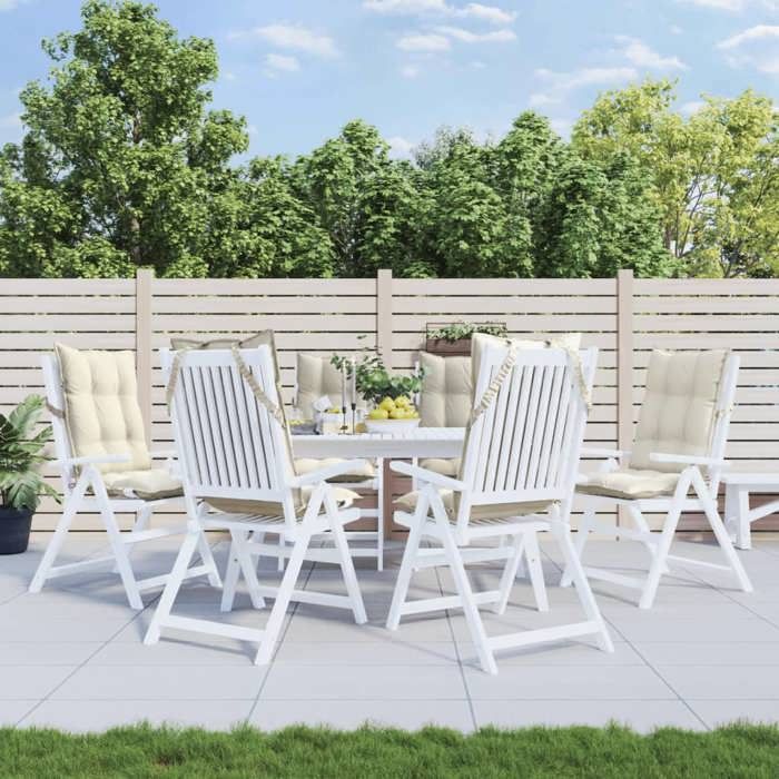 VidaXL Coussins de Chaise Dossier Haut Lot de 6 Crème - vue 3