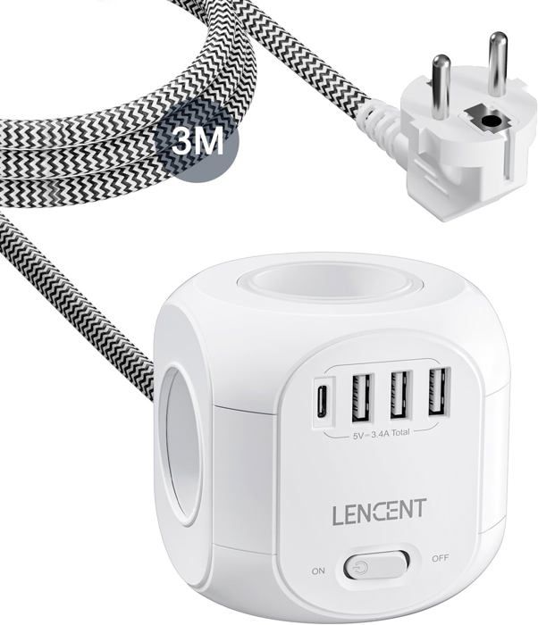 NKLL Lot De 3 Boîtes De Rangement Pour Câbles Avec Protection Surtension - Bureau Blanc