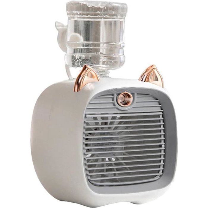 ZREE Ventilateur Rafraîchissant à Eau USB - Mini Climatiseur de Bureau avec Brumisation LED Turbo - Blanc - Zree