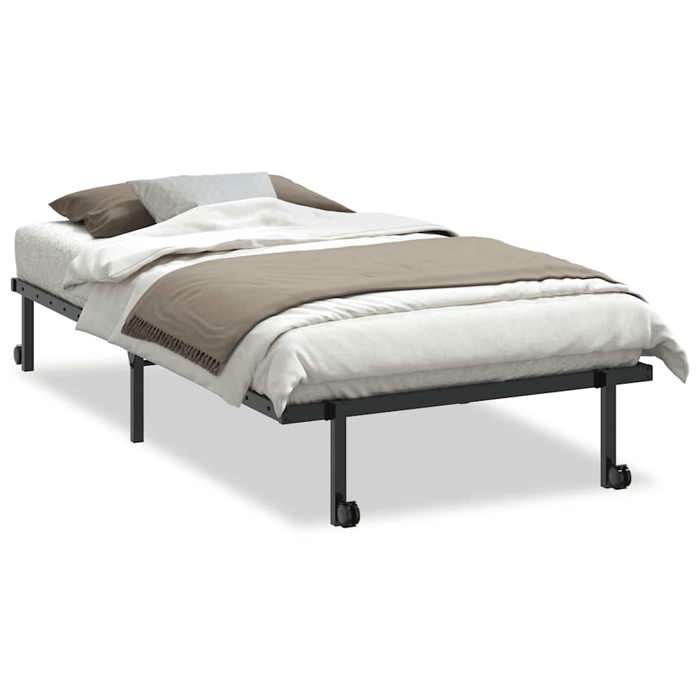 Lit simple Contemporain Cadre de lit sans matelas pliable noir 100x200 cm acier - 1 Place SP5190BED26324620