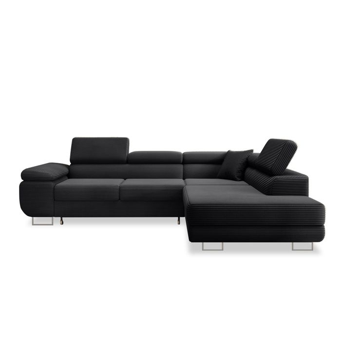 Canapé dangle droit convertible Marius velours côtelé Noir Canapé dangle droit convertible Marius velours côtelé Noir
