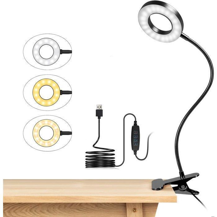 Lampe de Bureau - YYV - Modèle à Pince - 48 LED - 3 Modes d’Éclairage - Noir