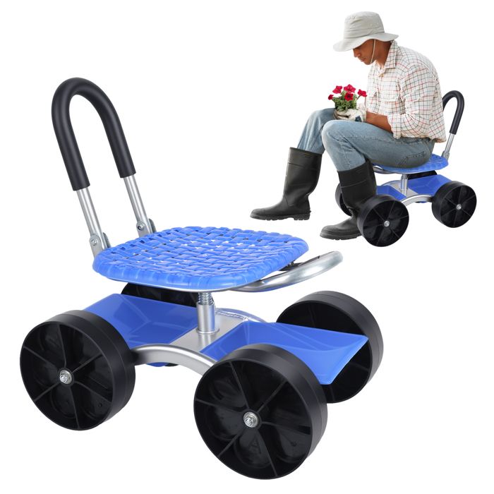 Siège de tabouret roulant de jardin Tabouret roulant de jardin Siège de jardin mobile pliable et résistant aux intempéries