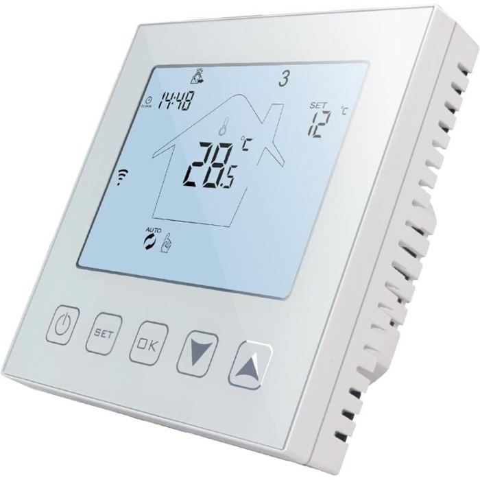 DRE-Thermostat dambiance programmable pour chauffage au sol électrique blanc connecté