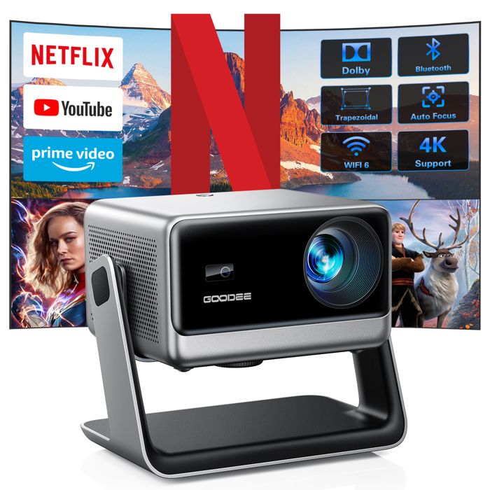 KONSOEFULY  Vid&eacute;oprojecteur 4K WiFi Bluetooth Netflix Dolby Portable Compatible HDMI USB iOS Android TV Stick PS5