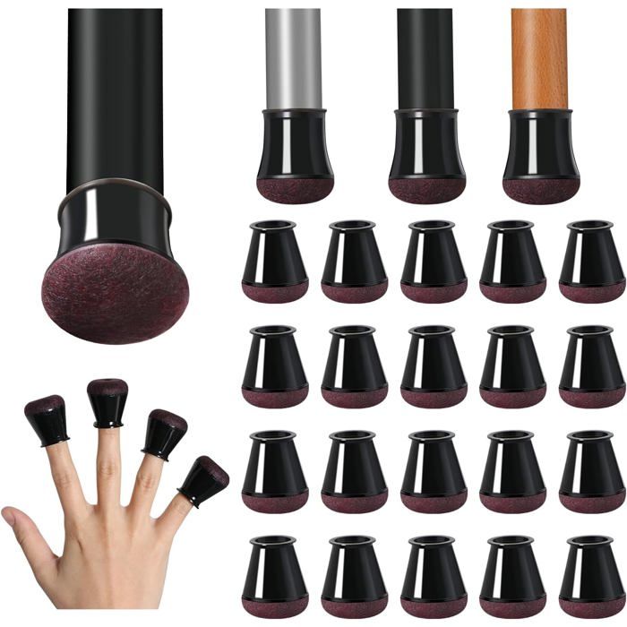 Protège-pieds de chaise - Unbrand - 20 pièces - Silicone avec feutre - Diamètre 14-20 mm - Protection anti-rayures