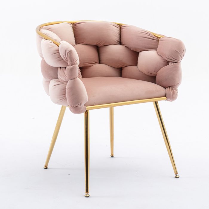 Fauteuil de Salon Moderne et LuxueuxChaise de Coiffeuse en Velours avec Structure Métallique pour Chambre à Coucher73x56x75cmRose