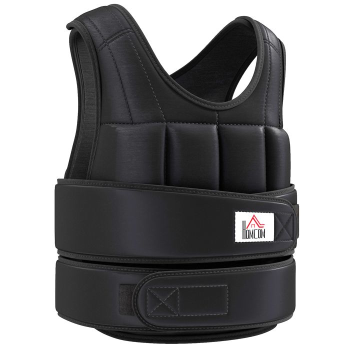 Gilet lesté réglable veste lestée 20 Kg max. poids amovibles entrainement musculation exercice boxe oxford noir