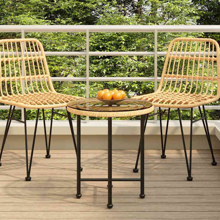 Table balcon vidaXL Table de salle à manger Ø50 cm Verre trempé et acier durable &4250