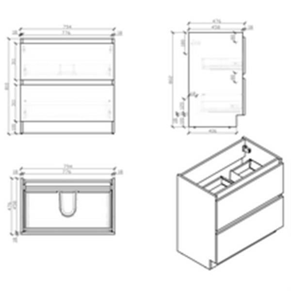 Alterna Meuble Primeo 80 Cm Au Sol 2 Tiroirs Bois Ref 21080067gdlo