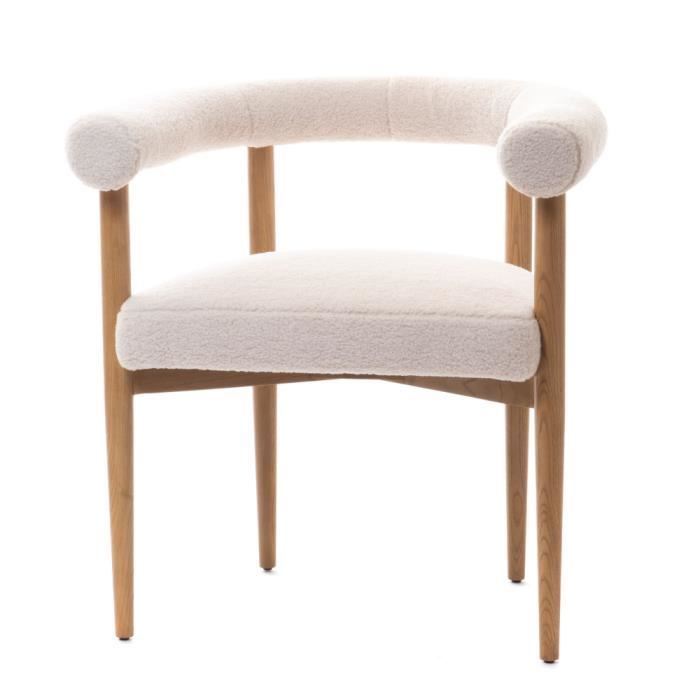 chaise de salle à manger - amadeus - octavia - tissu blanc - pieds en bois