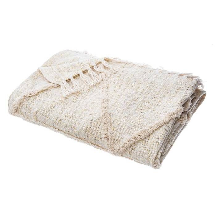 Jeté de lit Shine coton beige 130x180cm - Atmosphera Créateur dintérieur