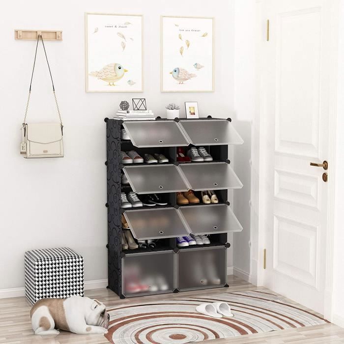 Meuble à Chaussures - ALIGHTUP - Armoire à Chaussures Cubes de Rangement DIY - Noir Meuble à Chaussures - ALIGHTUP - Armoire à Chaussures Cubes de Rangement DIY - Noir