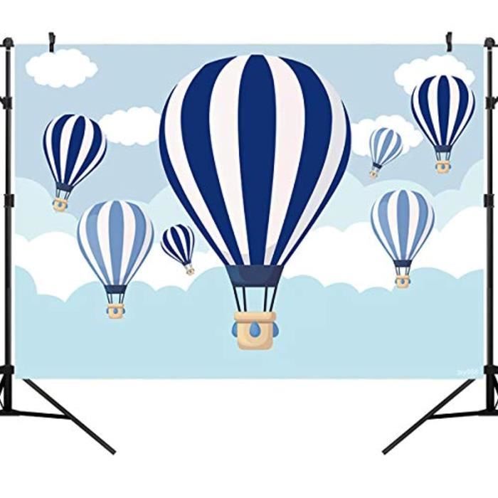 WDA Toile de fond pour photographie avec rideaux bleus et ciel étoilé 2,1 x 1,5 m Décoration de ballons noirs et bleus Accessoires de fête danniversaire