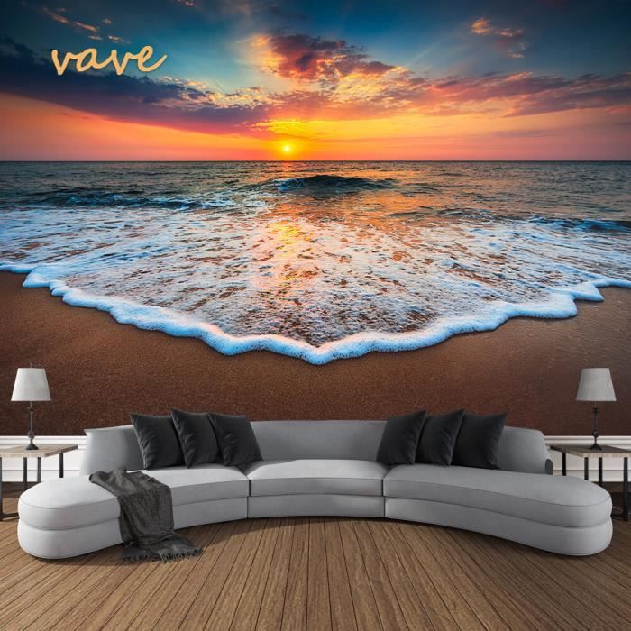 Tapisserie Paysage Phare ABAKUHAUS - 150x110cm, Microfibre, Décoration Murale Bleu Ciel