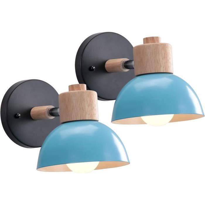 PETITES ECREVISSES Applique Murale Industrielles E27 Lampe Murale Intérieur En Métal Et Bois Plafonnier Luminaire Rétro Réglable Design Pour Salon Chambre Restaurant (Noir, 1pcs
