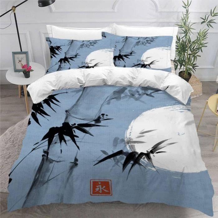 Housse De Couette 200x200 Feuille D'érable, Parure De Lit 2 Personnes Paysage D'automne 3D Imprimé Doux Microfibre Housse Couette Feuille D'érable Avec Fermeture éclair 2 X Taie D'oreiller D3273