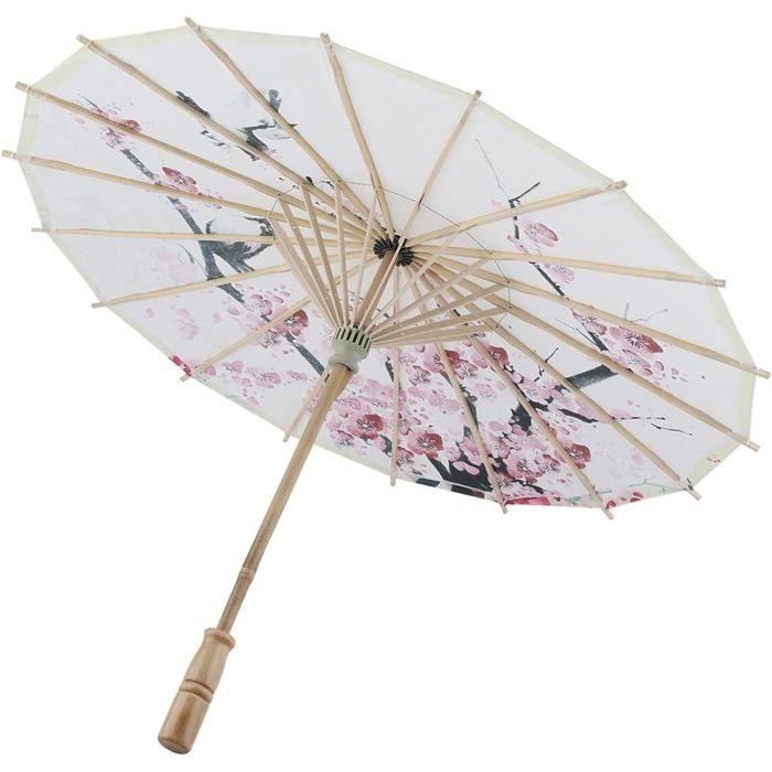 Parasol Oriental Ancien En Papier Et Bambou - Style Rétro, Couleur Marron - Parfait Déco Ou Mariage