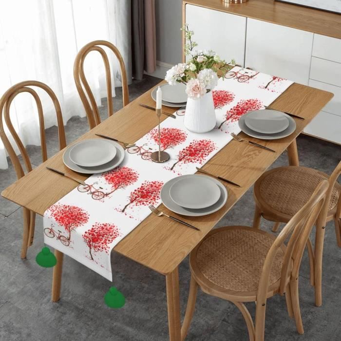 Chemin De Table Romantique Dentelle Blanche 40x120cm - Napperon Brodé Français Rectangulaire Coton Lavable Antidérapant
