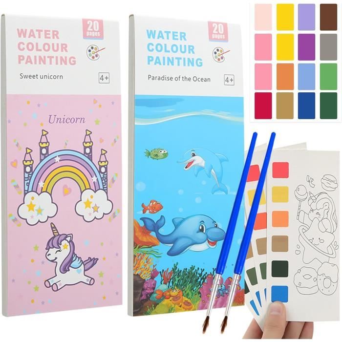 16 Mini Livres De Coloriage à L'eau AOOTE – 8 Thèmes, 64 Motifs – Avec 16 Pinceaux – Cadeau Créatif Pour Enfants De 3 à 8 Ans