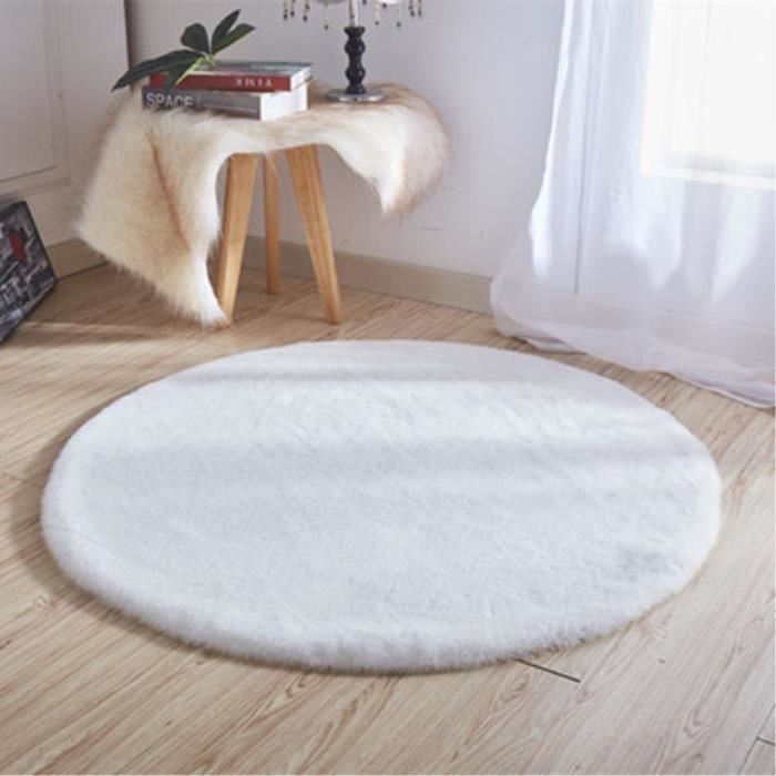 Tapis Rond Moumoute Tapis Rond 80cm Imitation Lapin Fourrure Tapis De Salon Ou Chambre