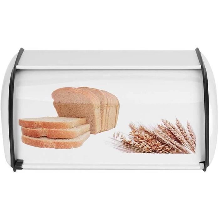 Boîte à Pain Inox MUXHEL 34x23x14.5 Cm - Conservation Pain Et Pâtisseries - Couvercle Coulissant