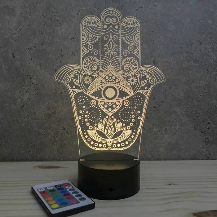 Lampe 3D Main de Fatma – LED – Idée Cadeau – Fabriquée en France