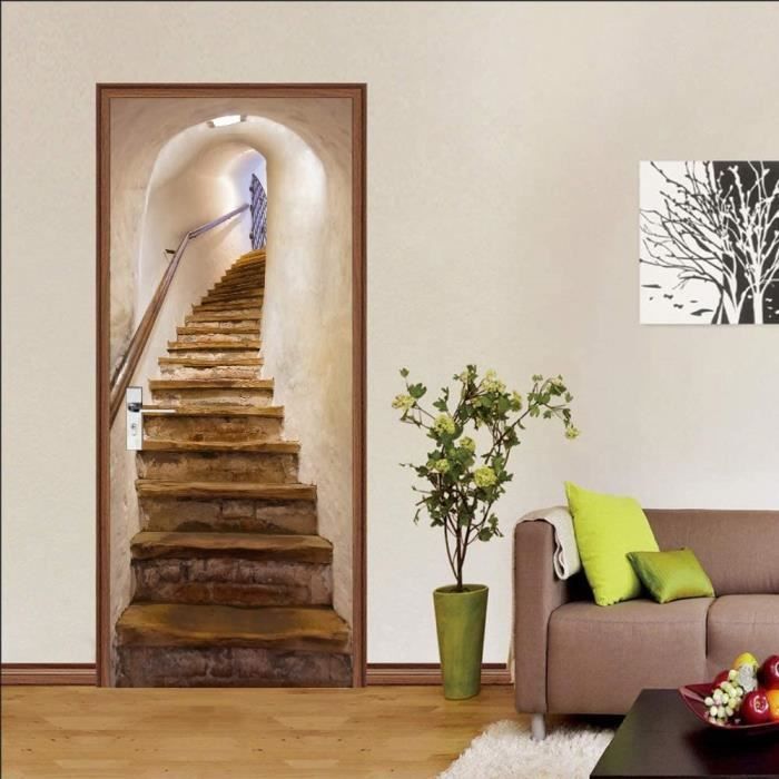 Stickers Porte Poster Paysage De Fleurs Et De Plantes Du Parc 77 X 200 Cm Papier Peint Porte Trompe L'Oeil Pour Salon Chambre Décoration De La Maison