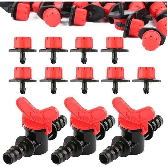 Kit Irrigation Goutte à Goutte 100 Pièces - Goutteurs Réglables + Buses + Raccords T Pour Tuyau 4/7 Mm