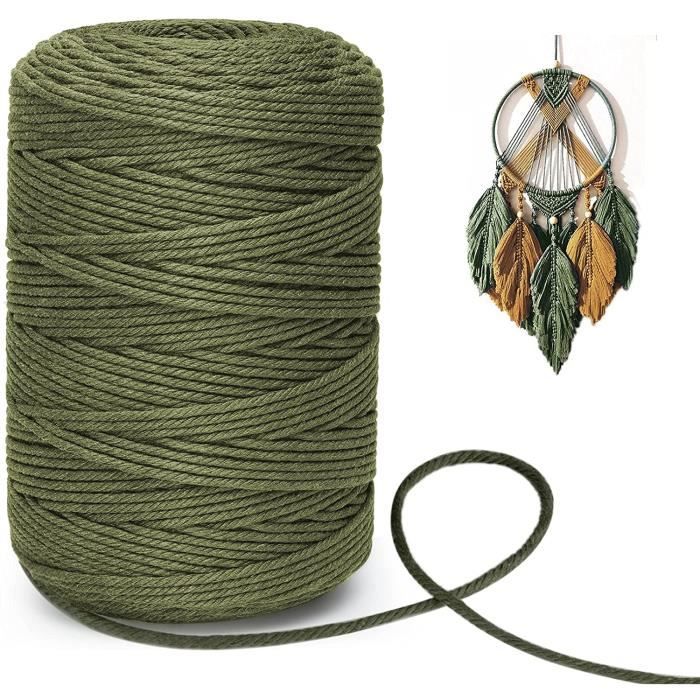 Ficelle Macramé Ilauke 300m - Corde Coton 4-Ply Naturelle - 3mm - Jaune/Orange/Rouge - DIY Déco Bohème
